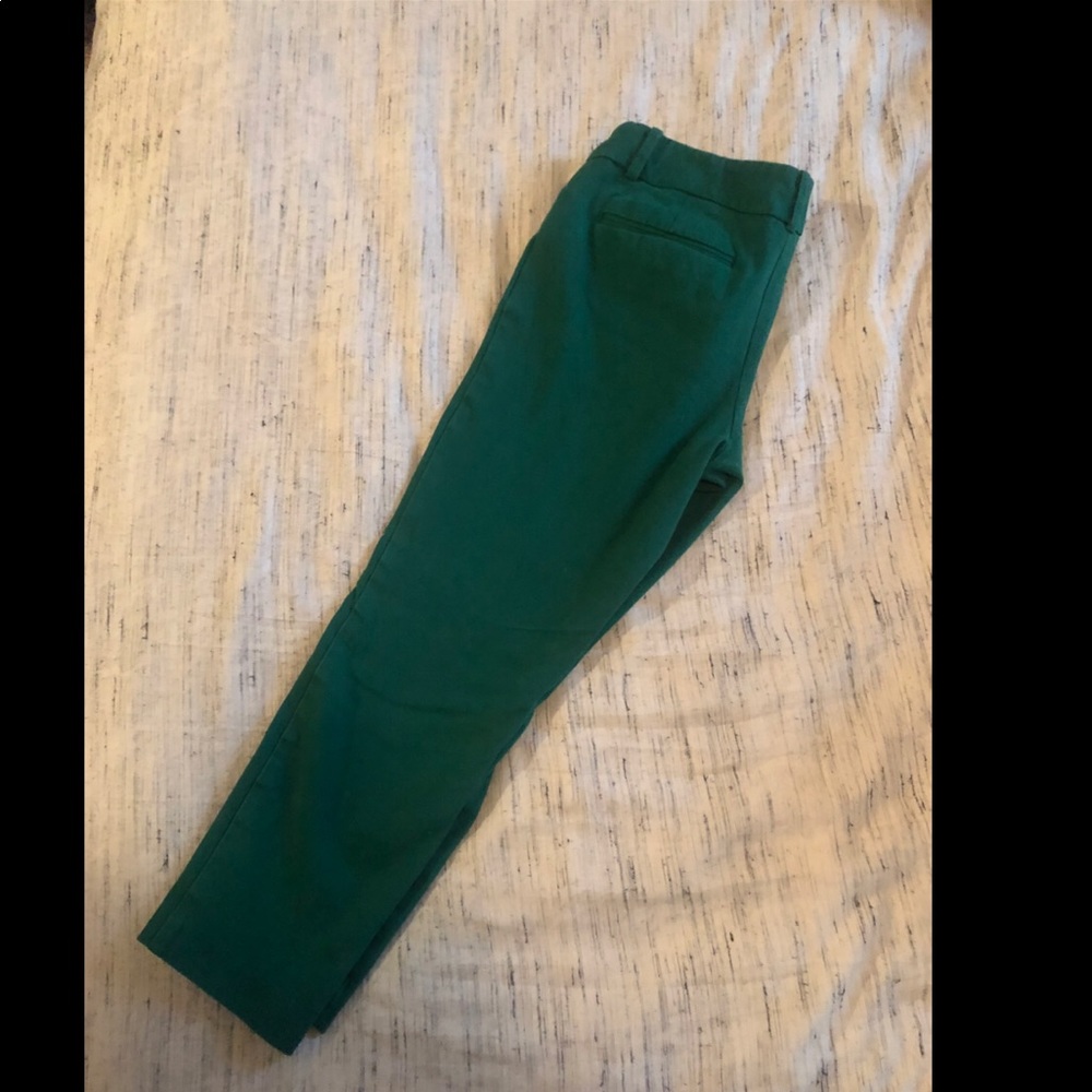 Green, ankle length dress pants